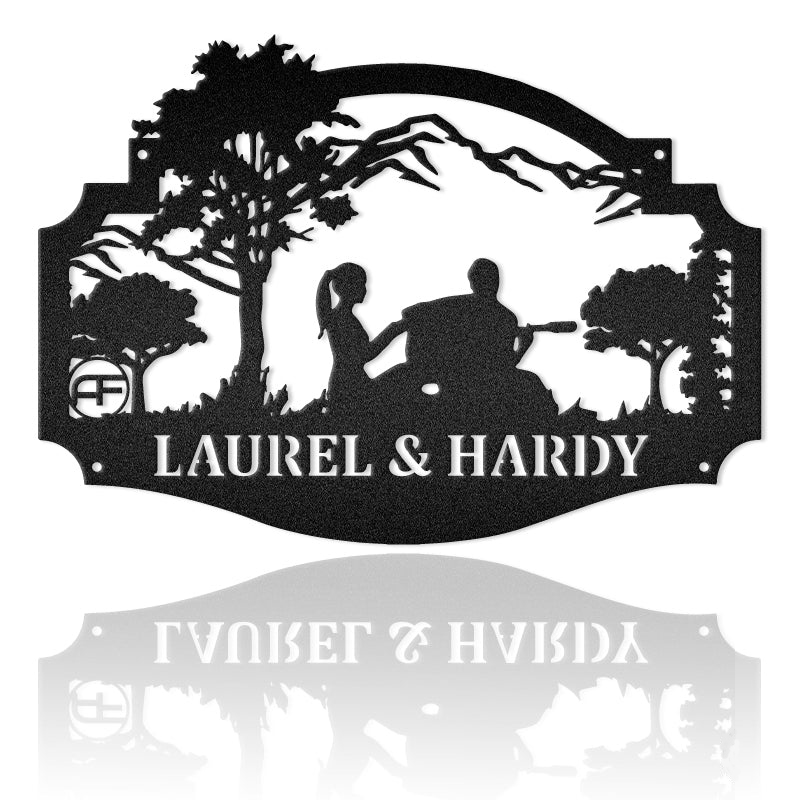 Man Women Tree Musical Instrument Guitar Metal Wall Art