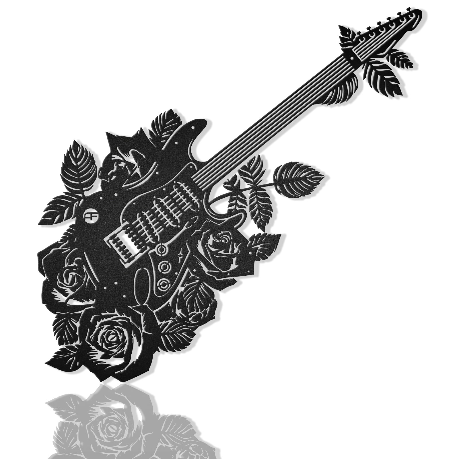 Guitar And Flower Metal Wall Art
