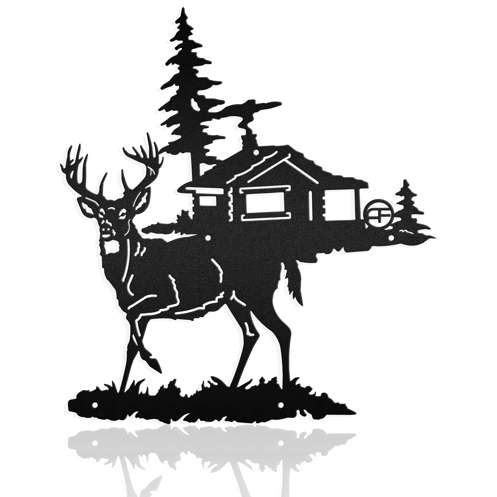 Deer Life And The Cabin Metal Wall Art