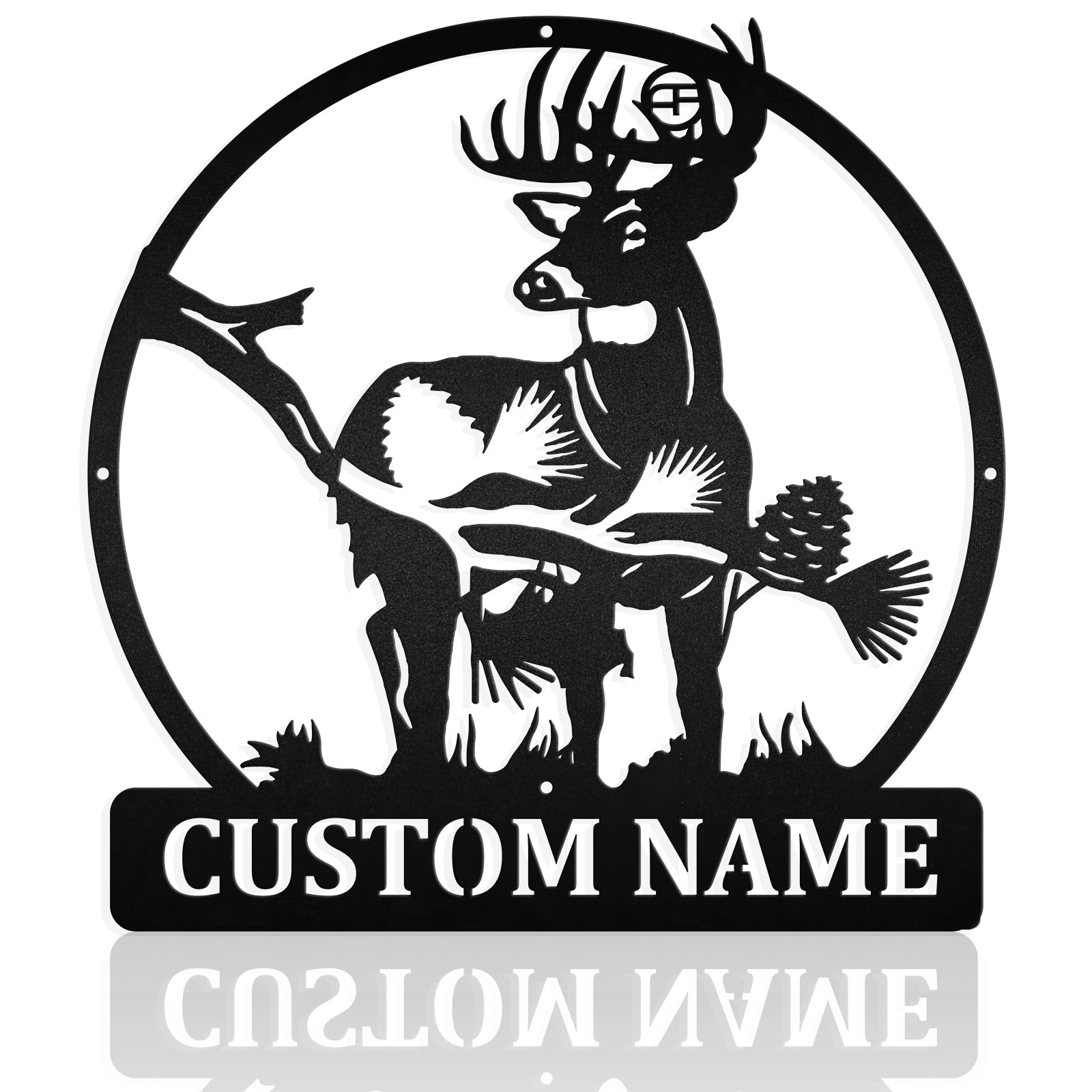 Whitetail Deer Custom Name Metal Wall Art