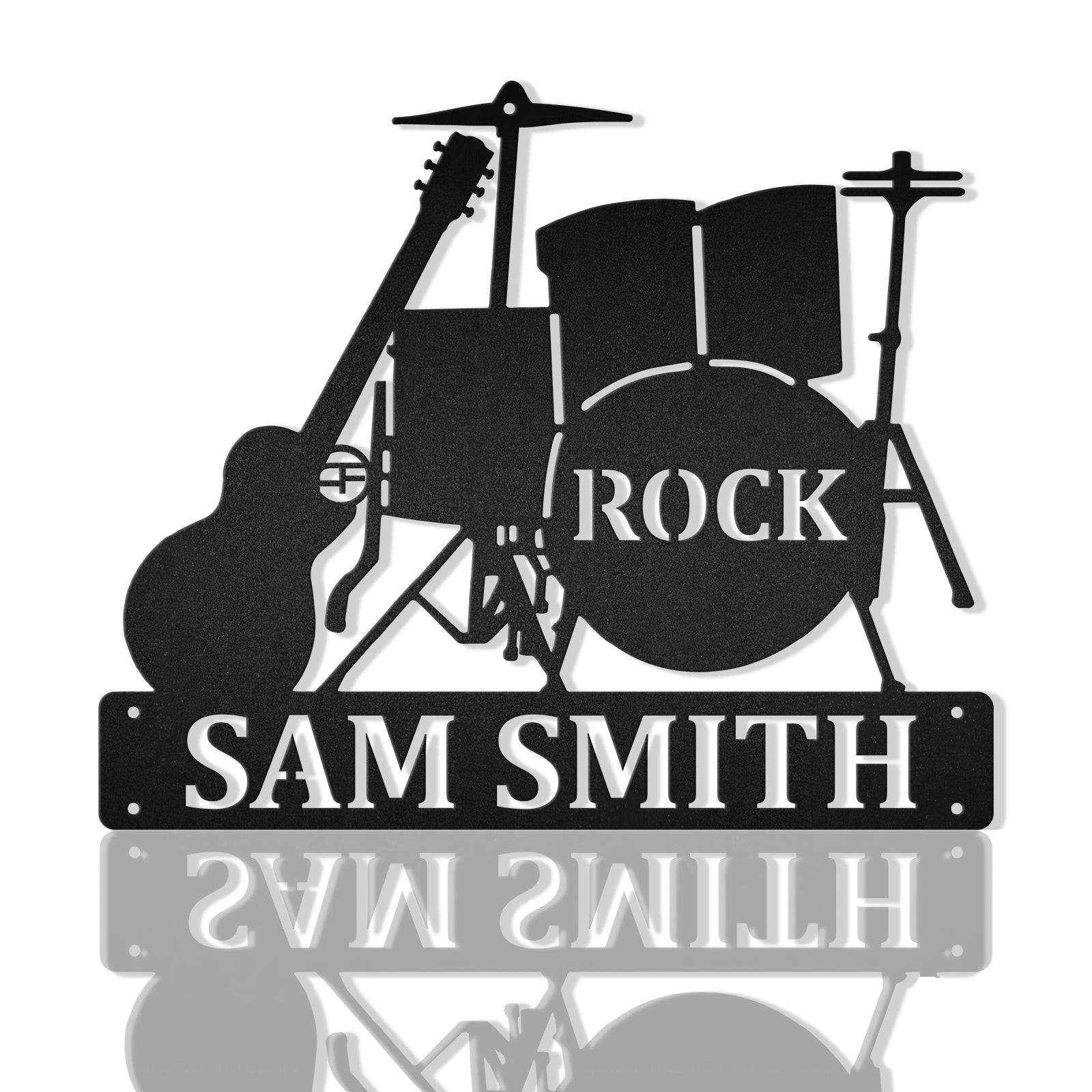 Drum And Guitar Custom Name Metal Wall Art