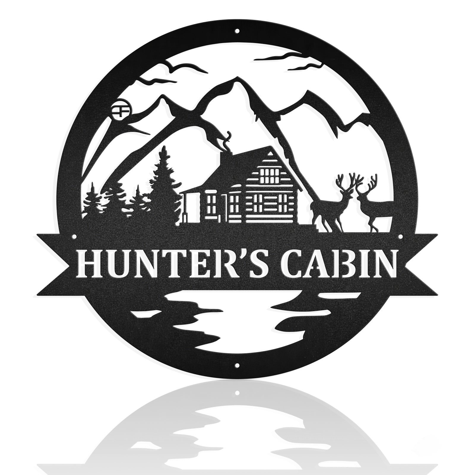 Hunting Cabin Customizable With Deer Metal Wall Art