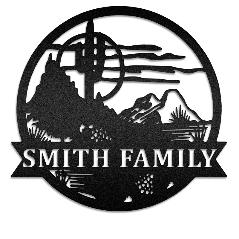 Desert Outdoor Monogram Afculures Metal Wall Art