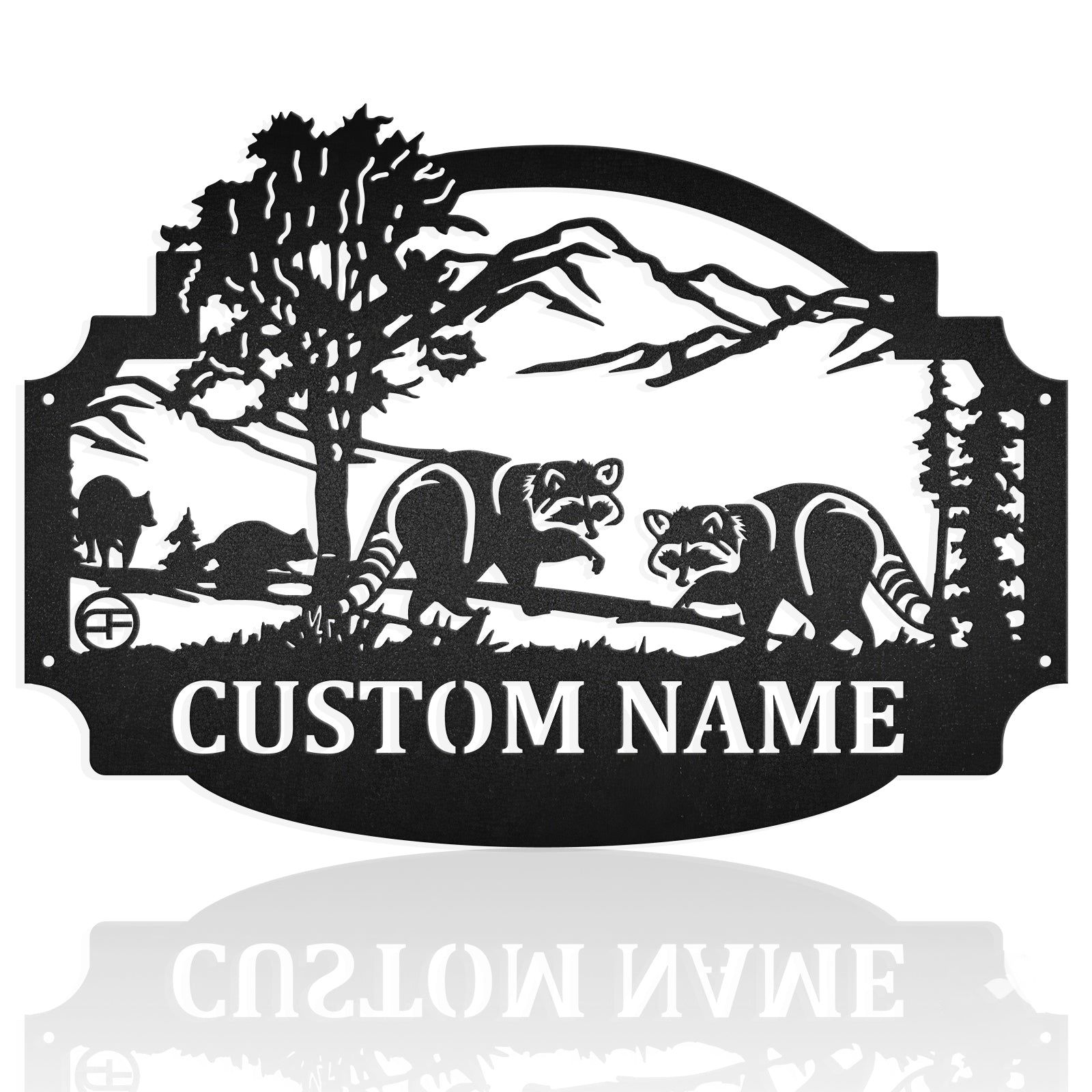 Welcome Racoon Metal Wall Art