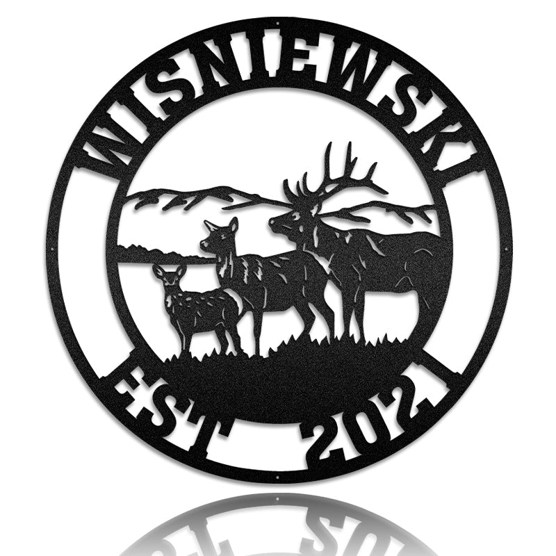 Personalized Three Elk Deer Metal Wall Art
