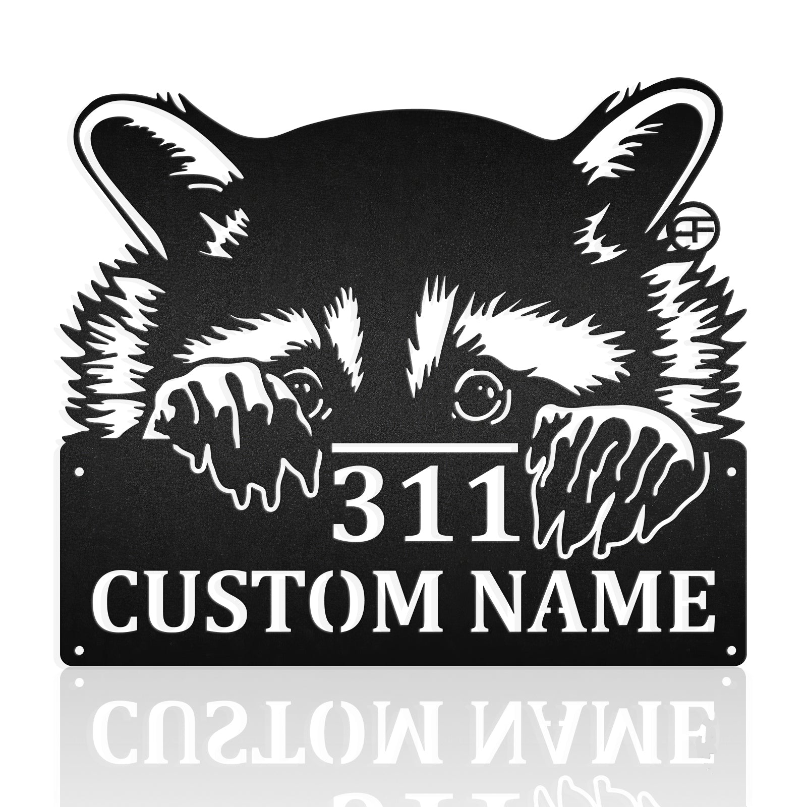 Peeking Racoon Address Metal Sign