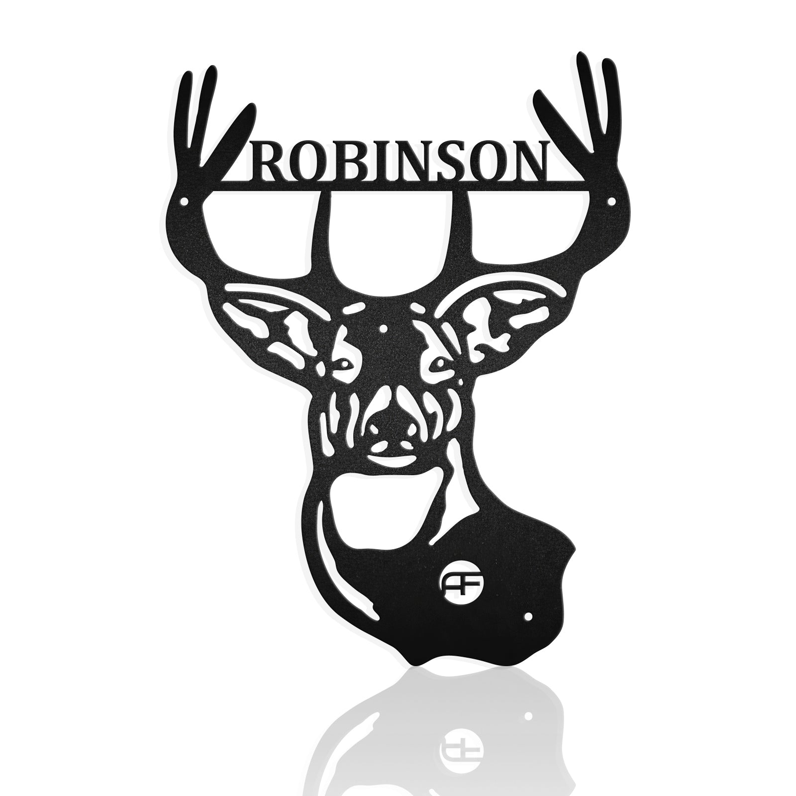 Deer Head Monogram 2 Afcutures Metal Wall Art