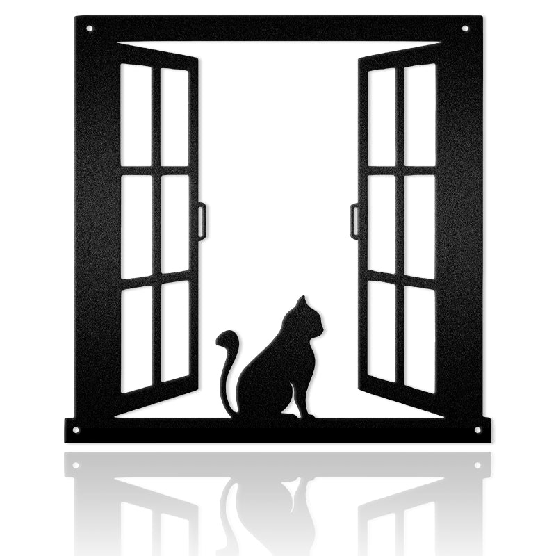 Cat Window Open Dreaming Metal Wall Art