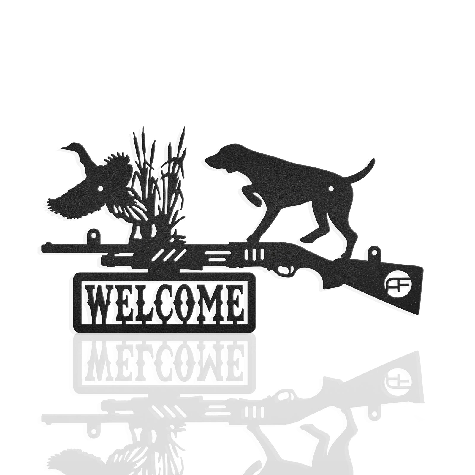 Gun Welcome With Dog And Pheasant Hunting Metal Wall Art
