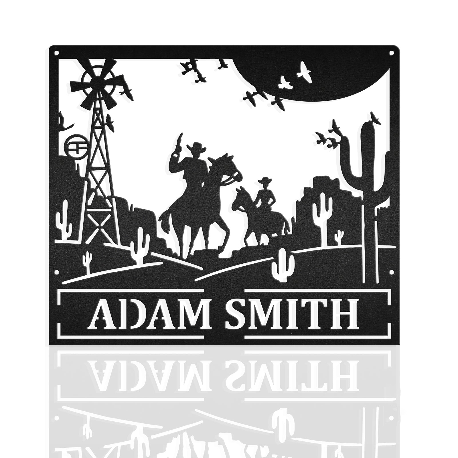 Rustic Cowboy In Desert Metal Wall Art