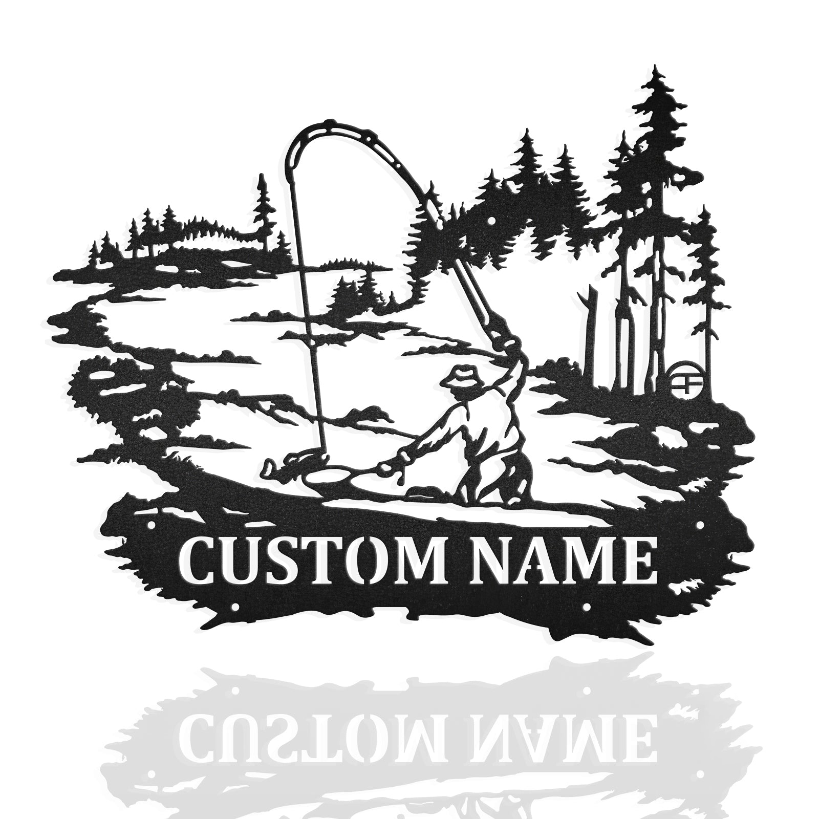 Fishing Man Fishing Metal Wall Art