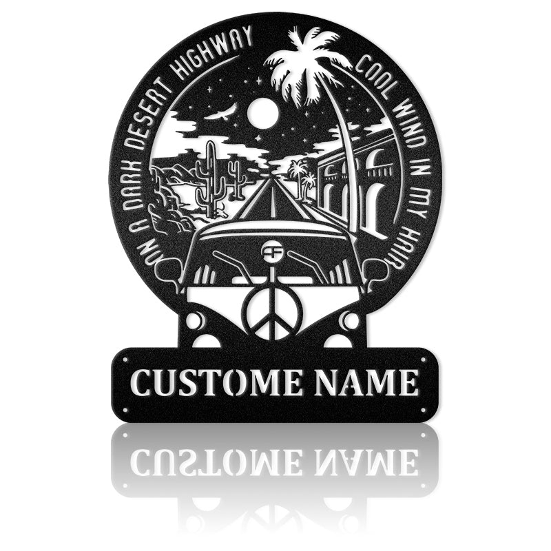 On A Dark Desert Highway Cool Wind In My Hair Metal Wall Art