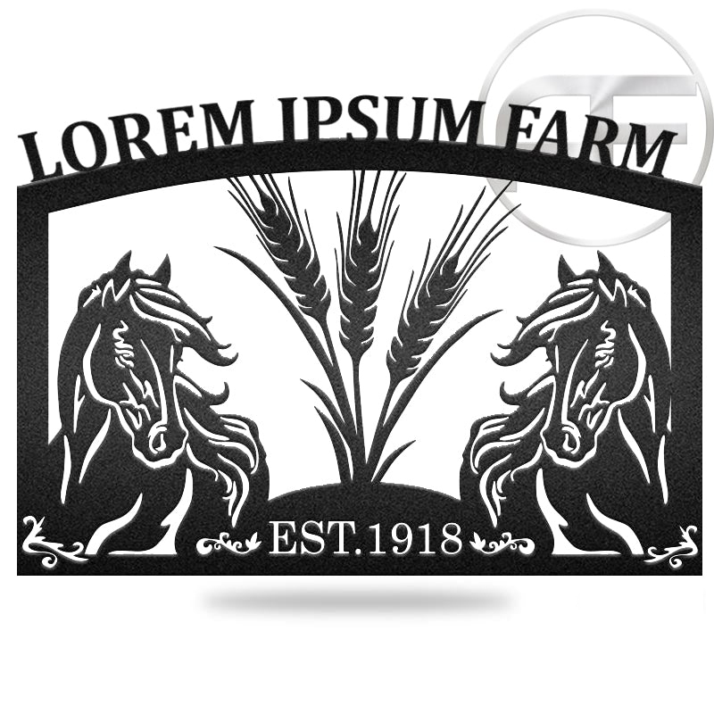 Horses Art Welcome Farm Sign Personalized Metal Wall Art Decor