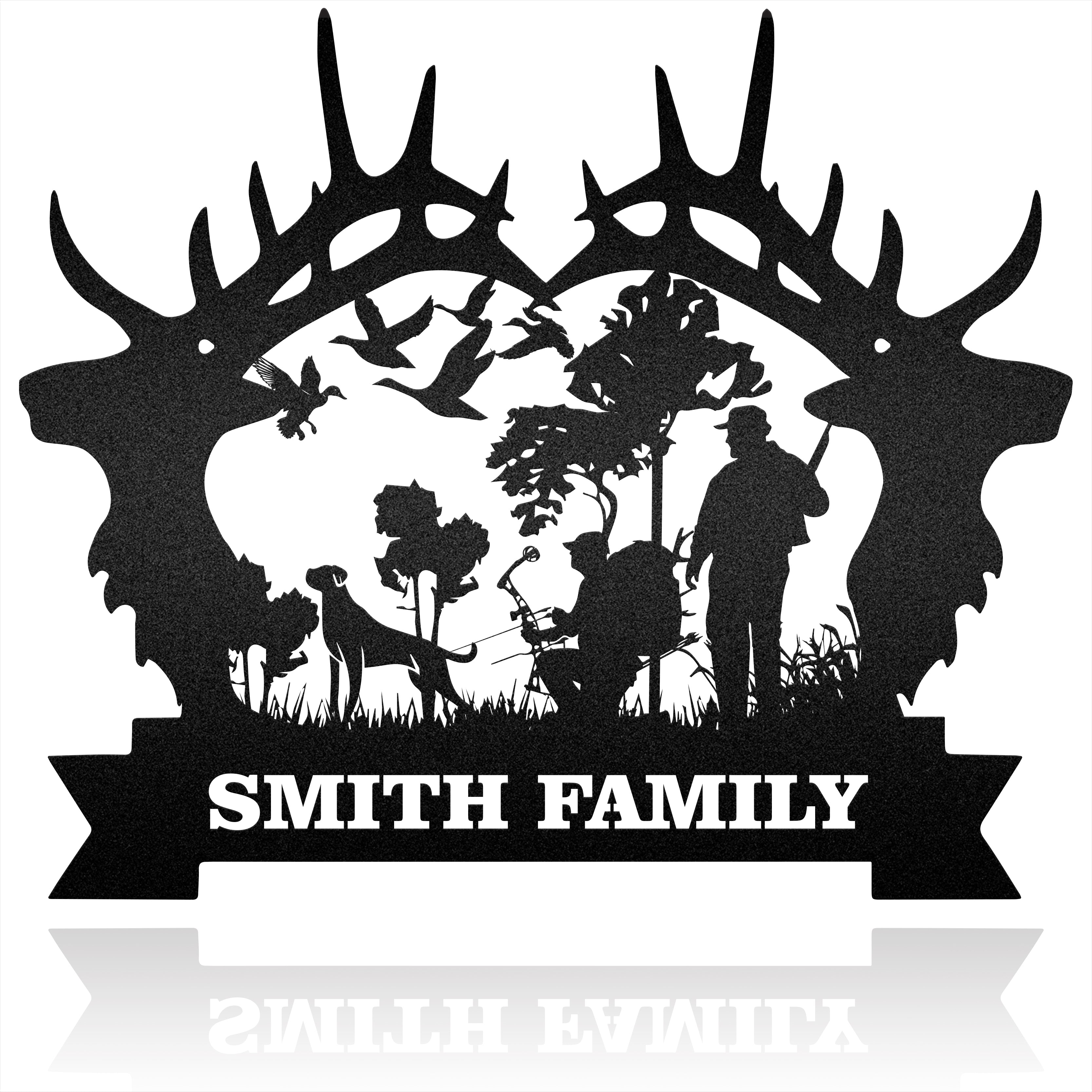 Hunting With Partner Father And Son With Bow Hunting Custom Name Metal Wall Art