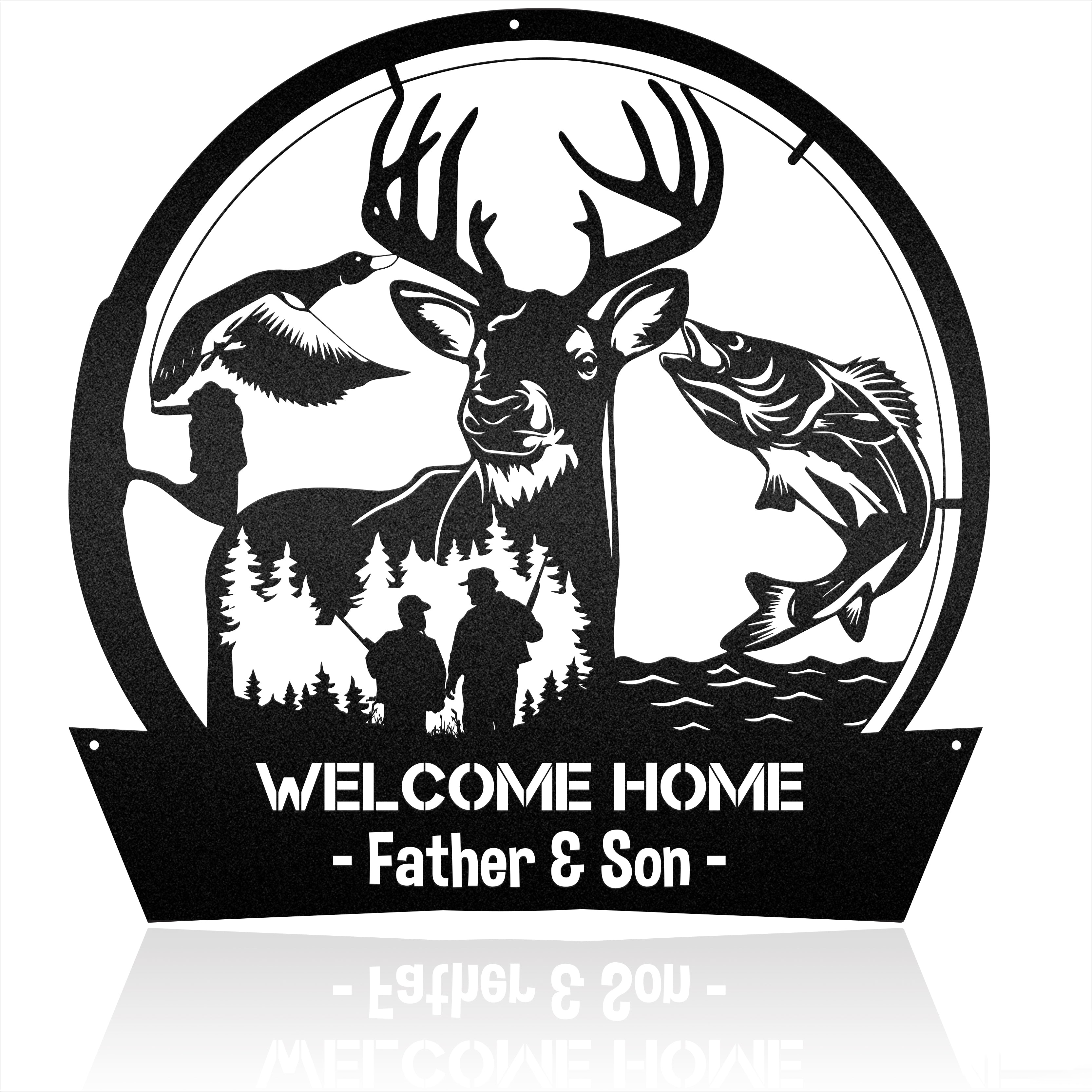 Hunting & Fishing Partner Father And Son Metal Wall Art