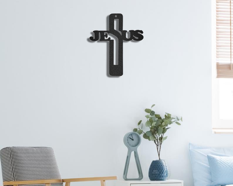 Jesus Cross Catholic Home Decor Metal Wall Art