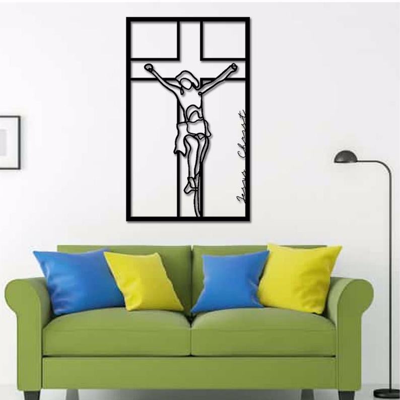 Jesus On The Cross Religious Christian Faith Catholic Home Decor Metal Wall Art