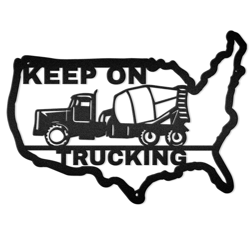 Keep On Trucking Us Map, Big Rig Metal Wall Art