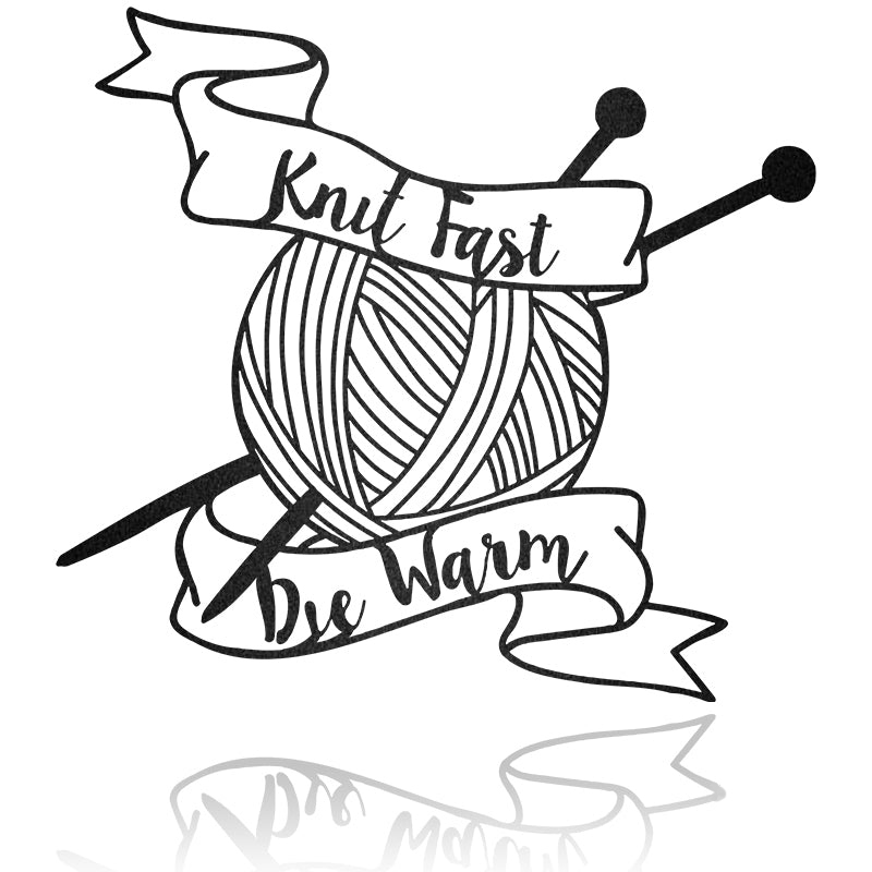 Knit Fast Die Warm Metal Wall Art