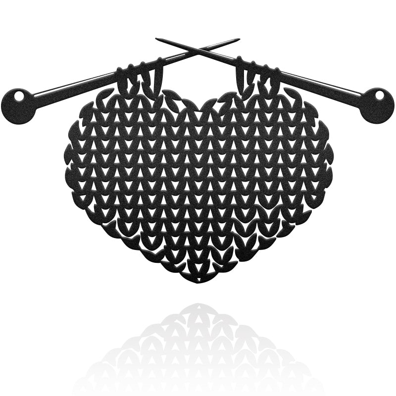 Knitting Heart Metal Wall Art