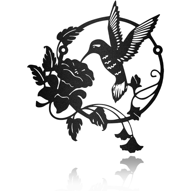 Large Hummingbird Flower Metal Wall Art