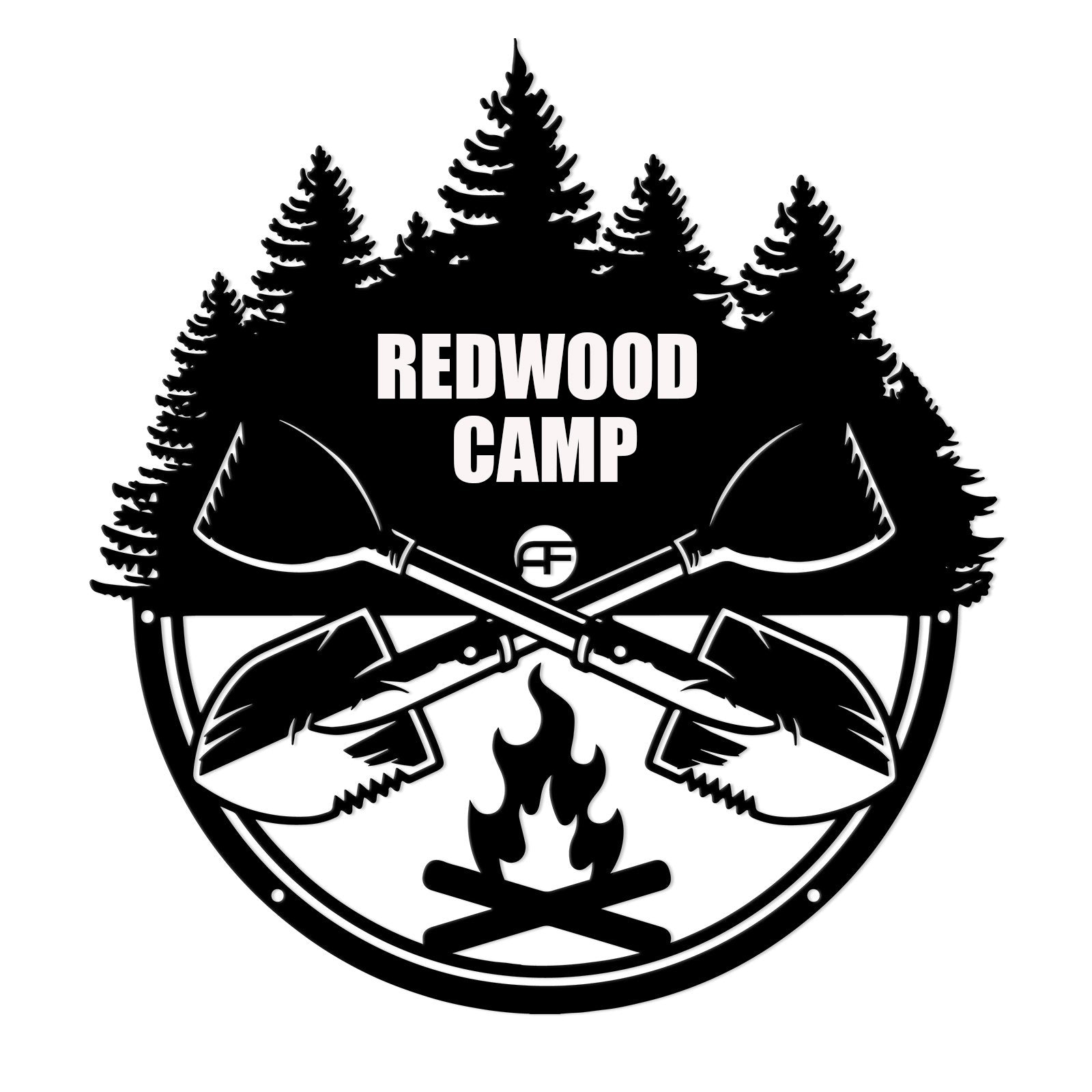 Custom Name Adventure Camping Shovels With Fire Metal Wall Art