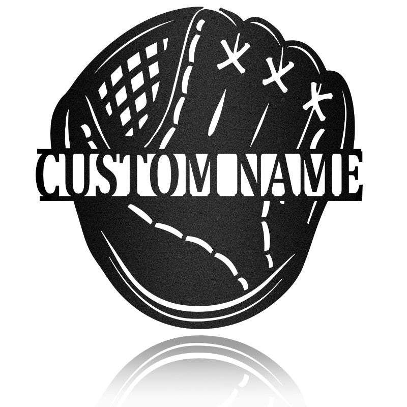 Baseball Glove With Custom Name Metal Wall Art