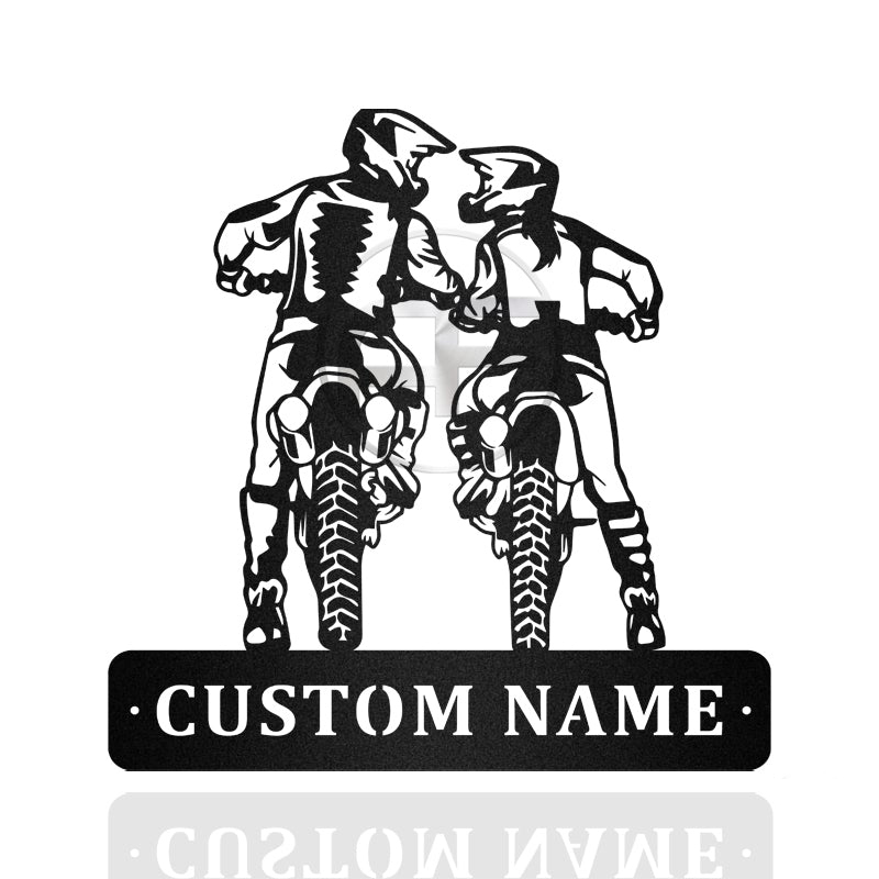 Dirt Bike Couple Metal Wall Art