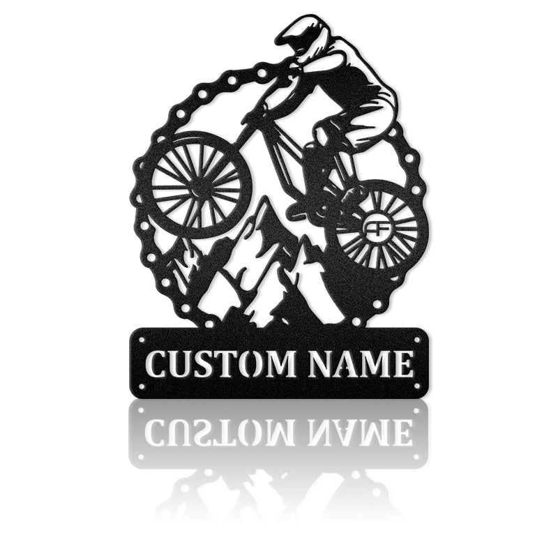 Chain Mountain And Biker Metal Wall Art