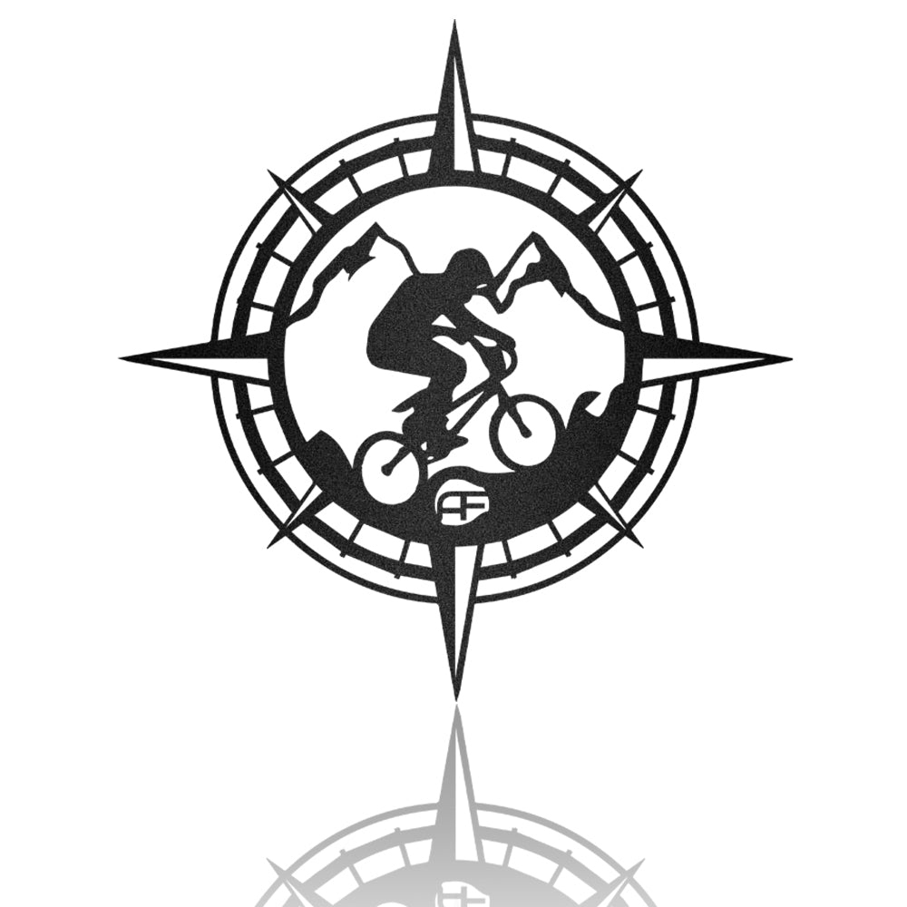 Mountain Bike Compass Bicycle Metal Wall Art