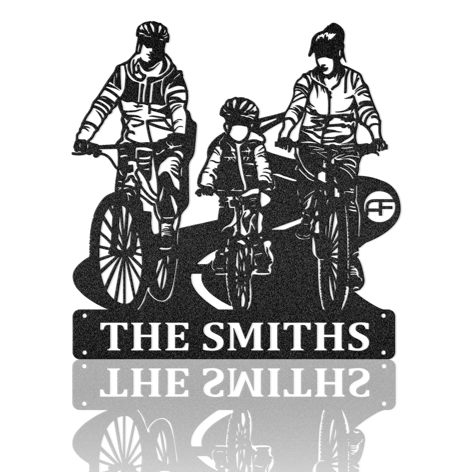 Family Mountain Biking Metal Wall Art