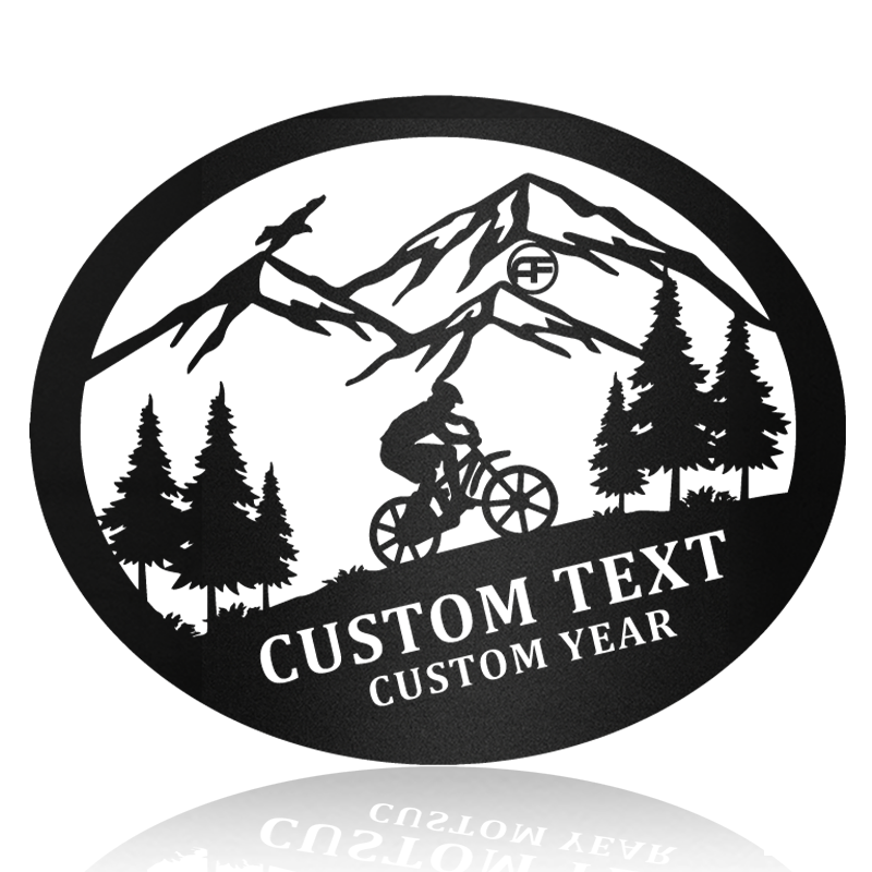 Solo Bicycle Biker Up Hill Mountain Biking Metal Wall Art