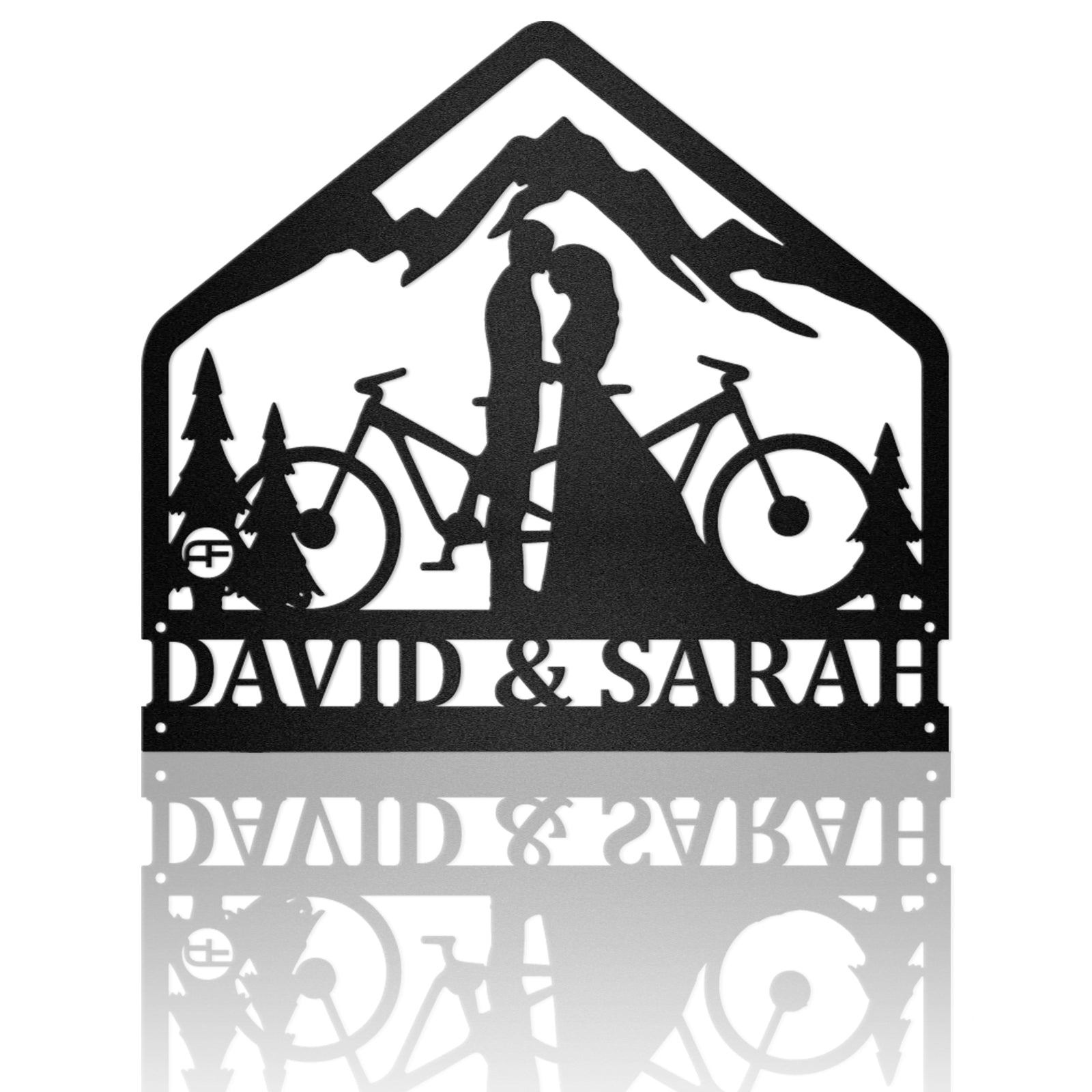 Mountain Bike Couple Wedding Rider Metal Wall Art