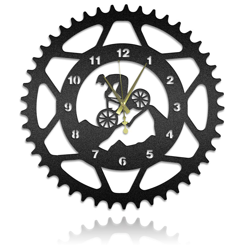 Gear Mountain Biking Clock Metal Wall Art