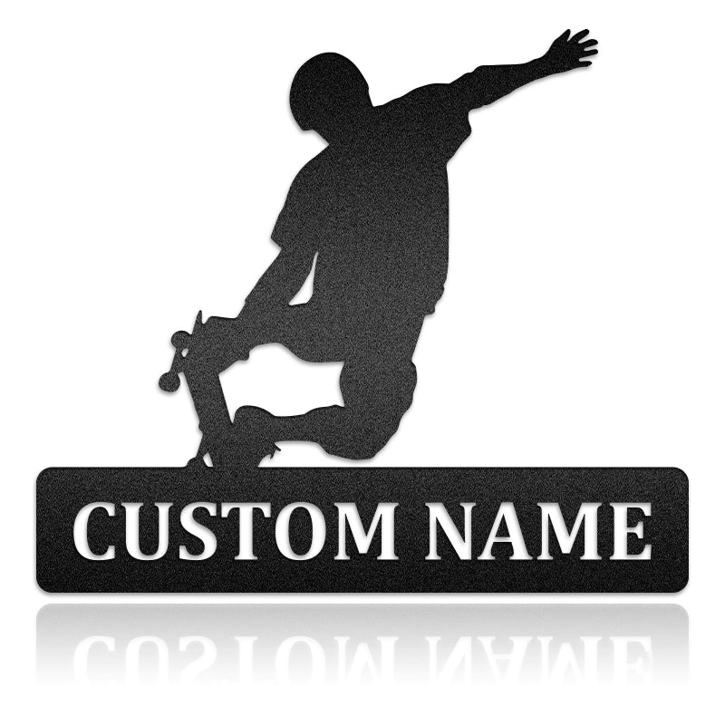 Boy On Skateboard Sign Metal Wall Art