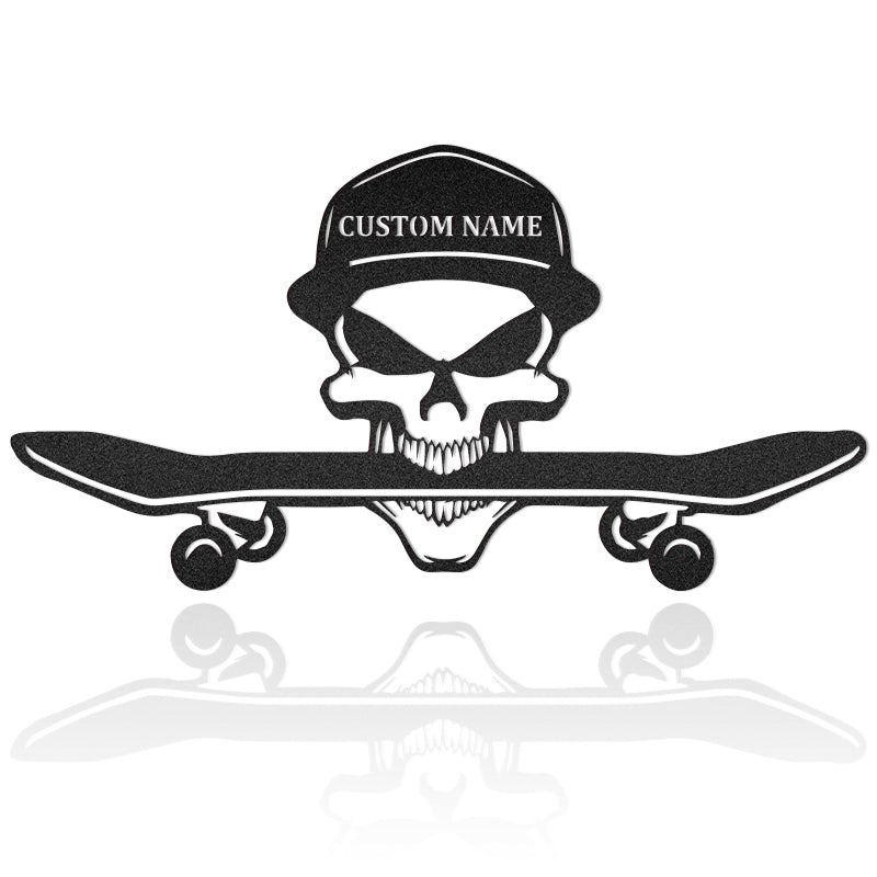Skull Skate Skateboarding Custom Name Metal Wall Art