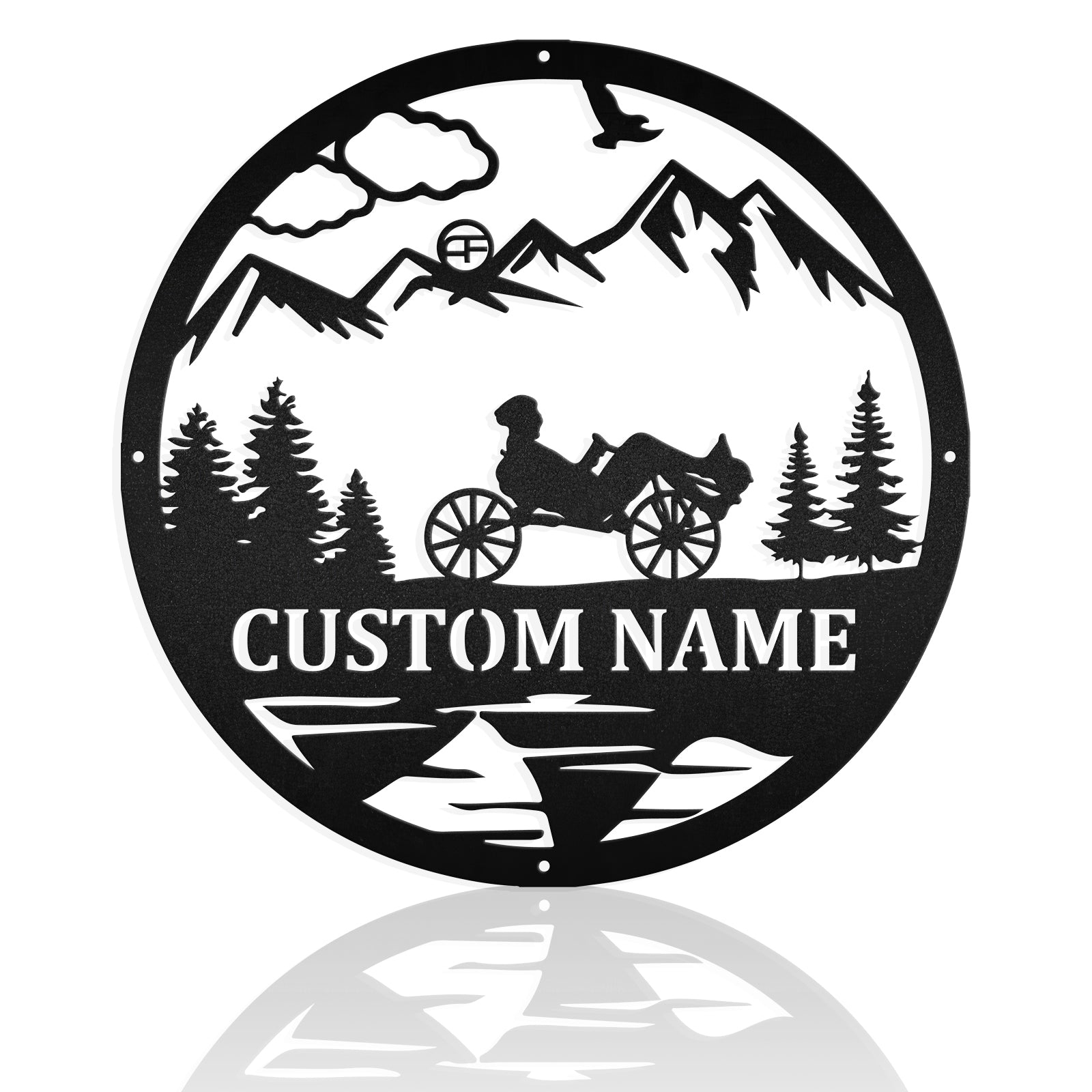 Man On Recumbent Trike Customized Metal Wall Art