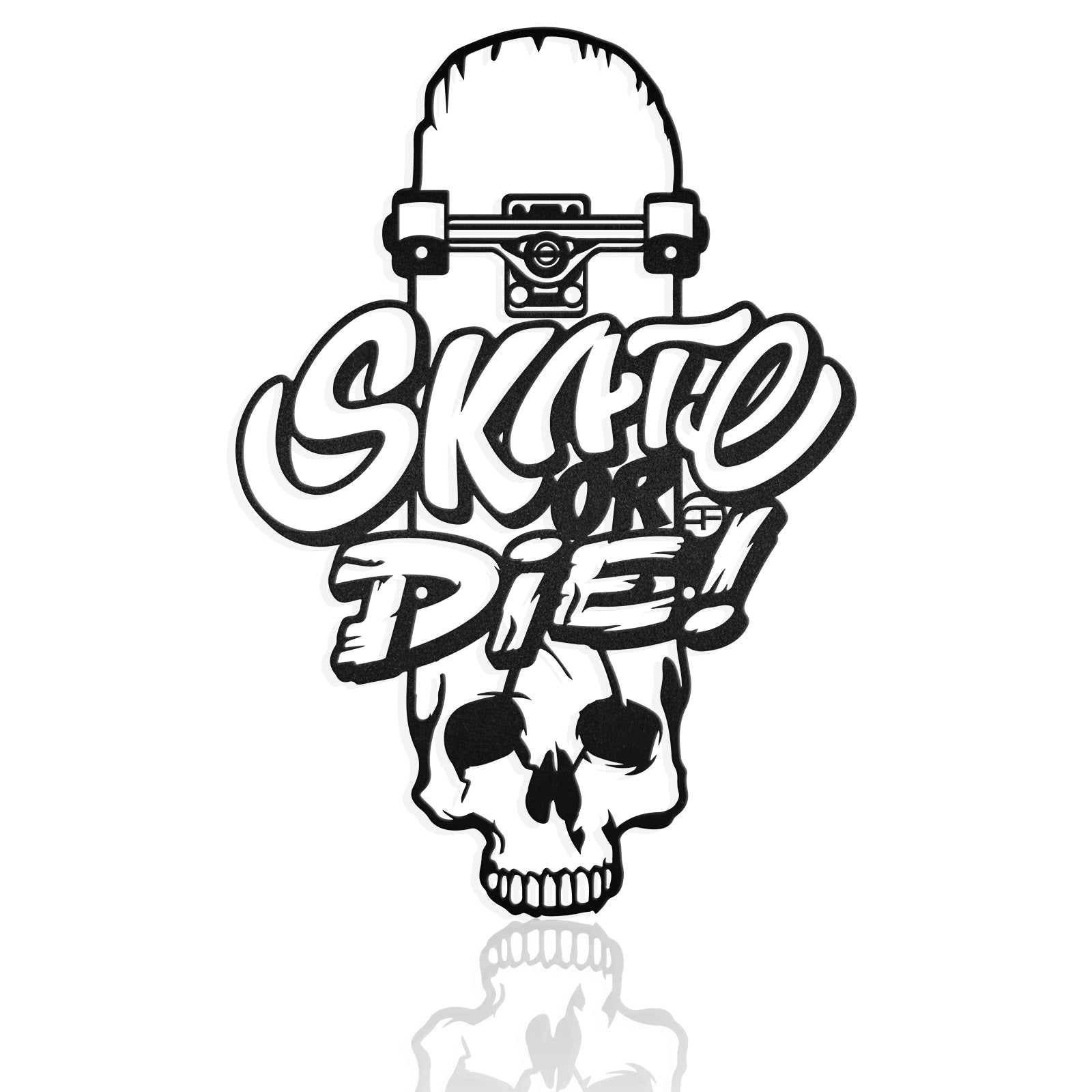 Skate Or Die Skull Skateboarding Metal Wall Art