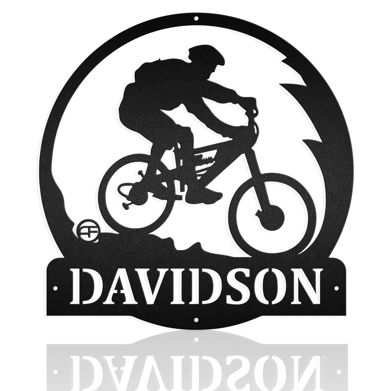 Personalized Mountain Biking Monogram Metal Wall Art