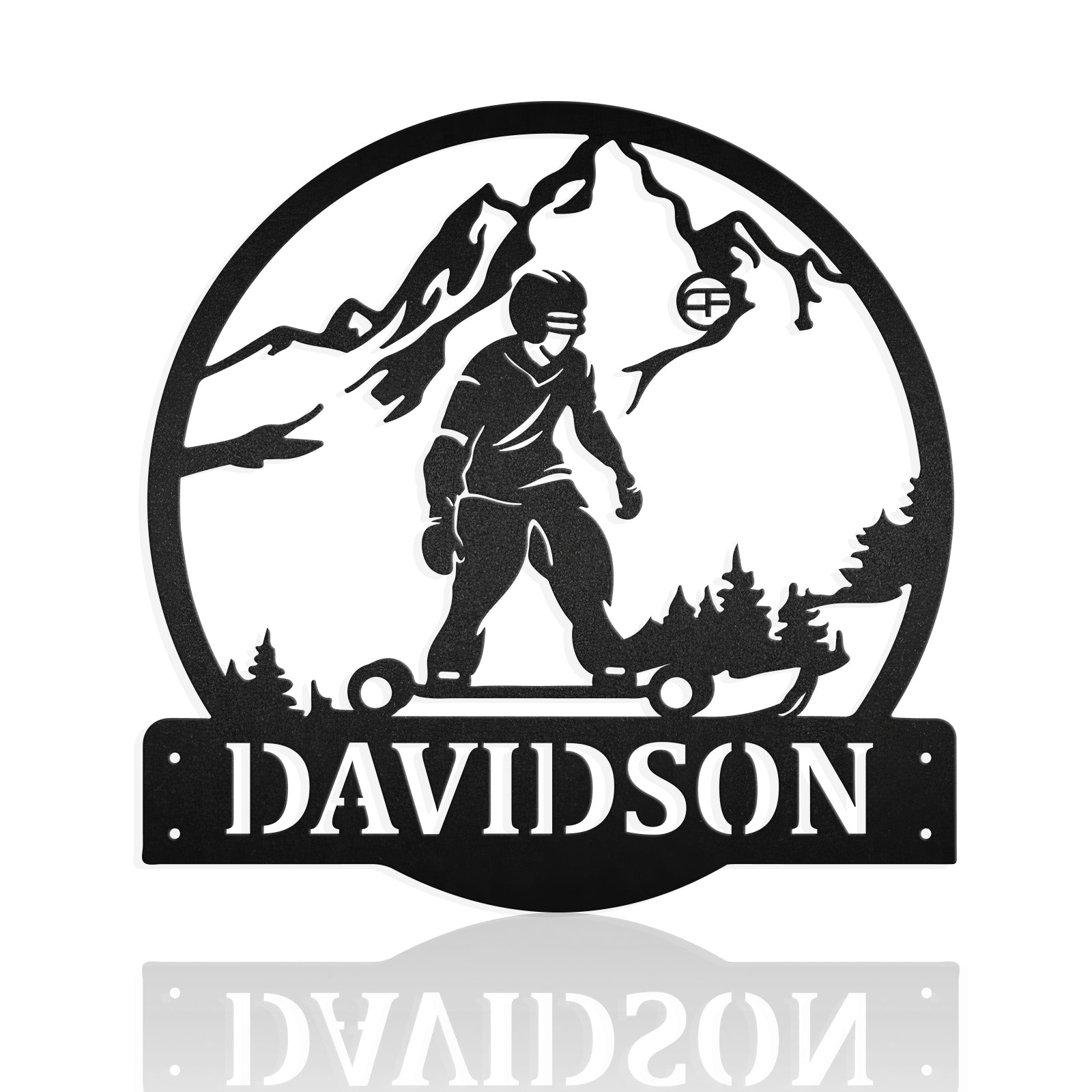 Personalized Mountainboarding Monogram Metal Wall Art
