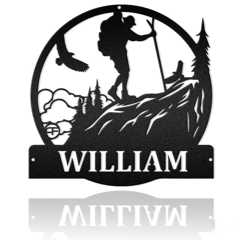 Personalized Mountain Hiking Monogram Metal Sign Art Metal Wall Art