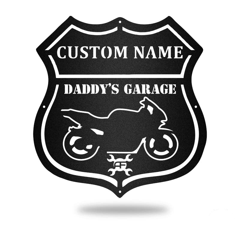 Sport Motorcycle Daddy'S Garage Metal Wall Art