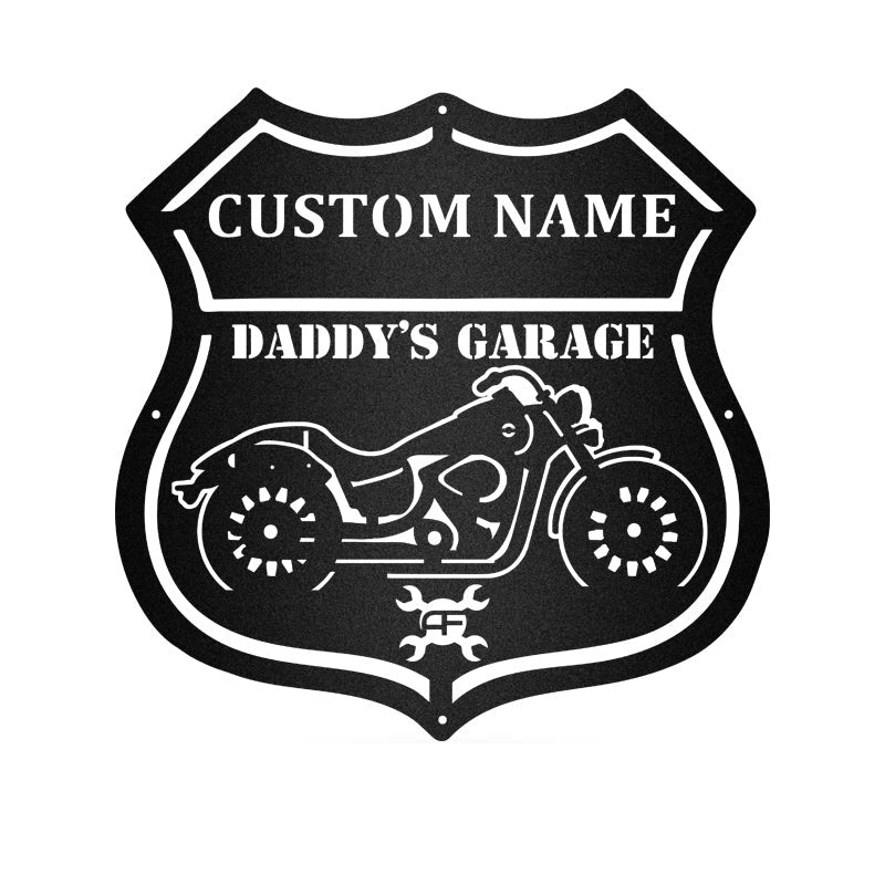 Cruiser Motorcycle Daddy'S Garage Metal Wall Art