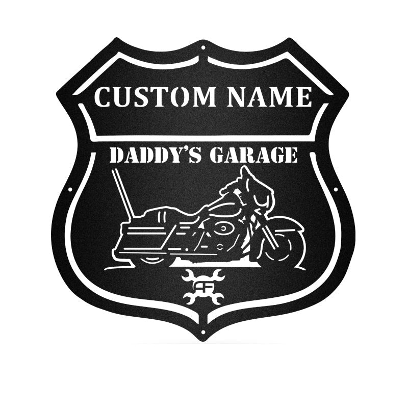 Touring Motorcycle Daddy'S Garage Metal Wall Art