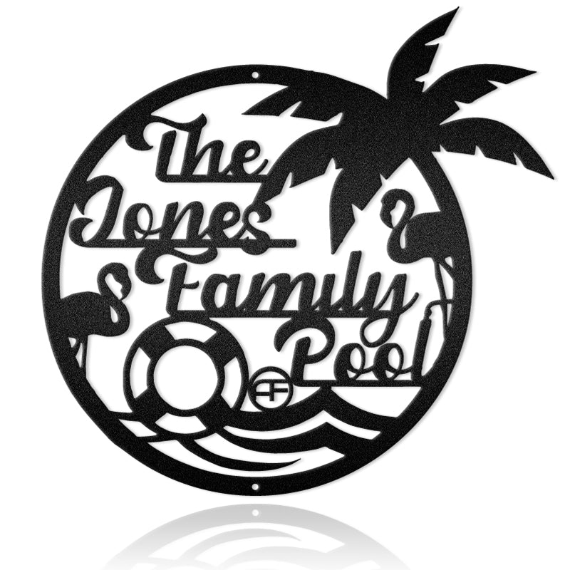 Family Pool Personalized With Custom Nam Metal Wall Art