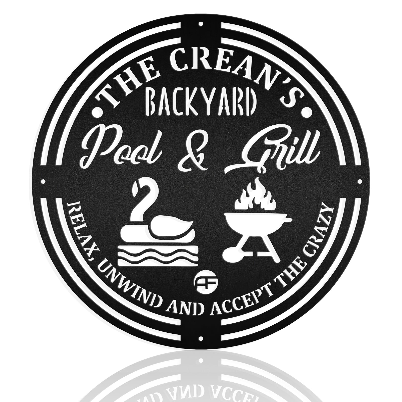 Backyard Pool And Grill Metal Sign Personalized Metal Wall Art