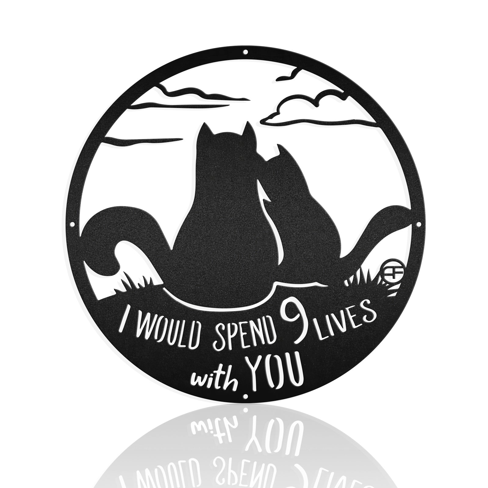 Cat Couple 9 Lives Together Metal Wall Art