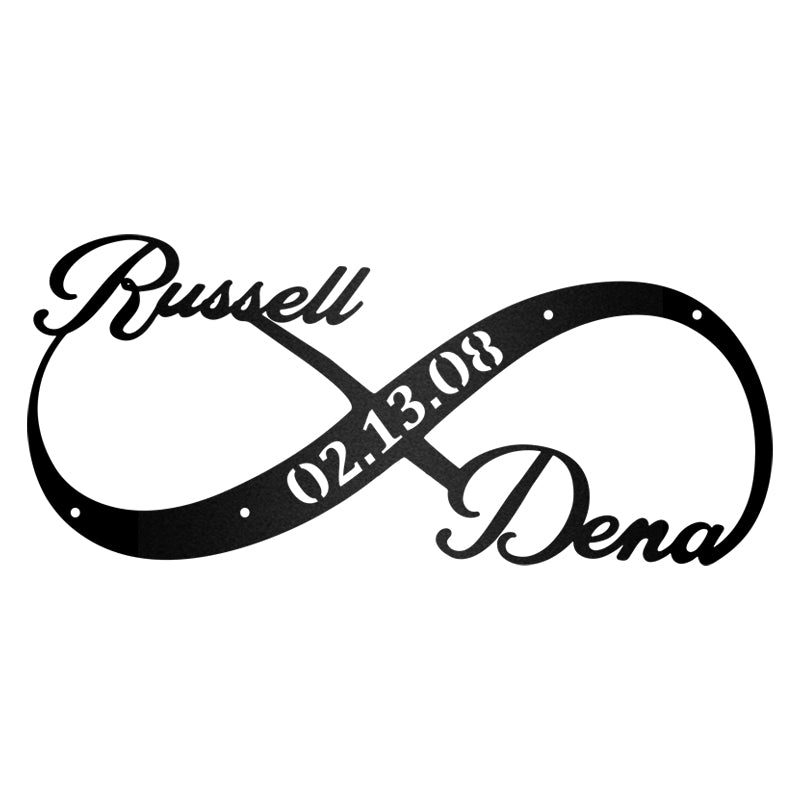Infinity Heart Wall Art Monogram Custom Name Metal Wall Art