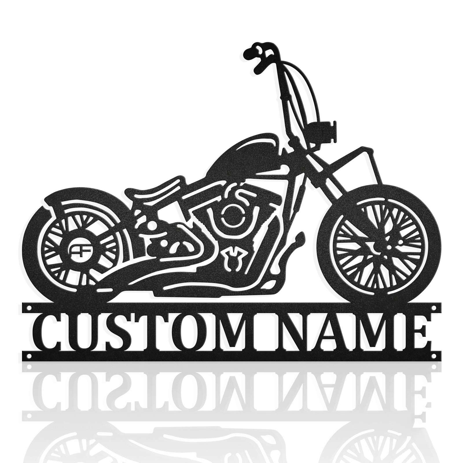 Chopper Motorcycle Custom Name Metal Wall Art