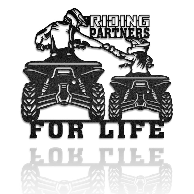Four-Wheel Dad And Daughter Riding Partners For Life Metal Wall Art